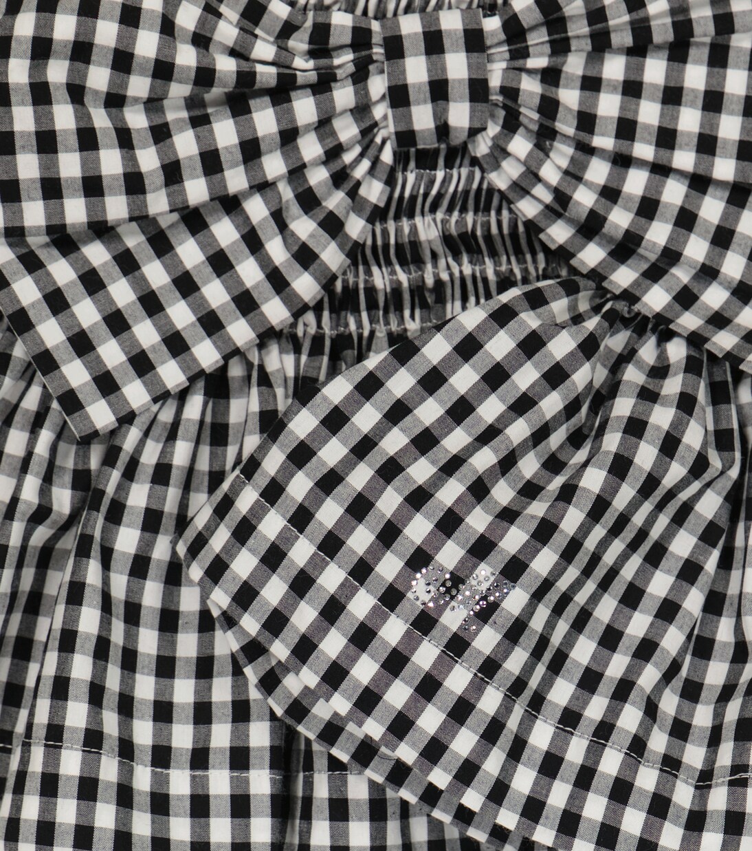 Gingham cotton off-shoulder top | Monnalisa