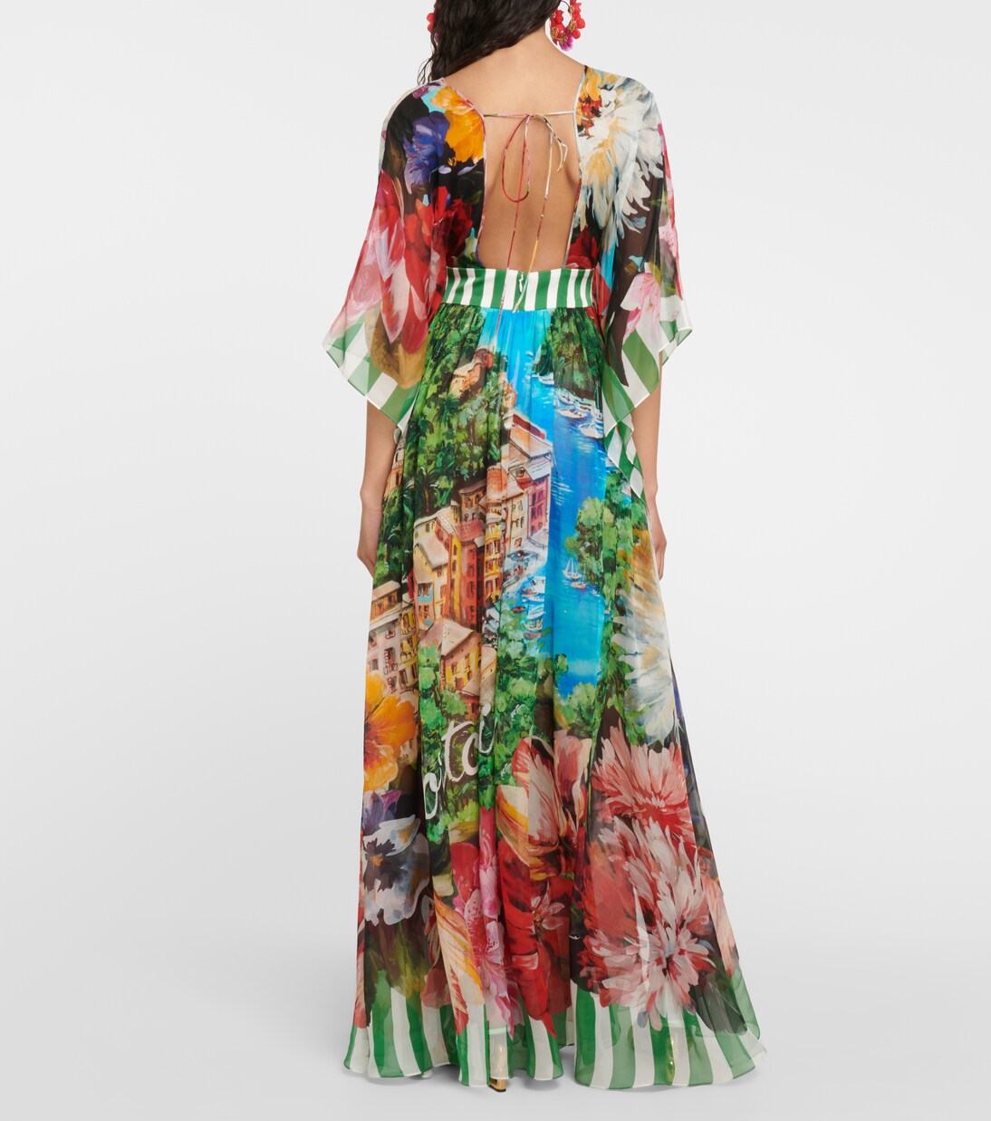 Robe longue Portofino imprimée en soie | Dolce&Gabbana
