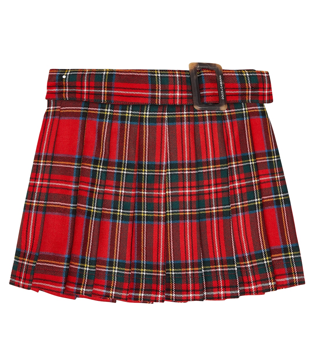 Gonna a pieghe in lana vergine tartan | Dolce&Gabbana Kids