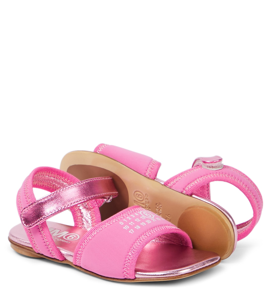 Embellished leather-trimmed sandals | MM6 Maison Margiela Kids