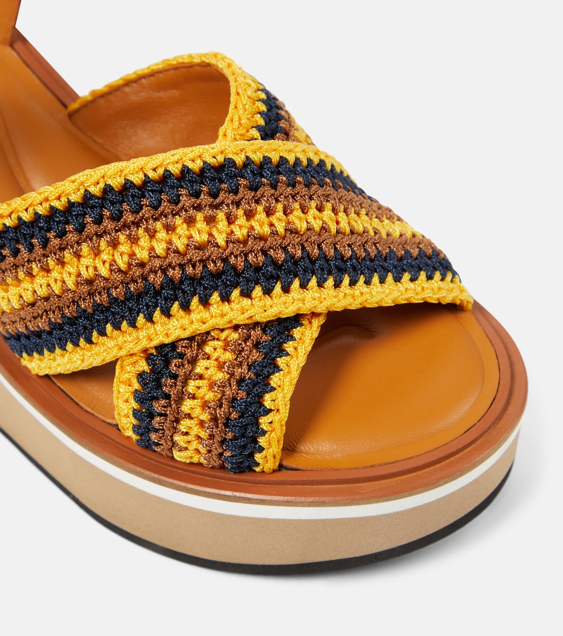 Plateausandalen Carya aus Häkelstrick und Leder | Clergerie