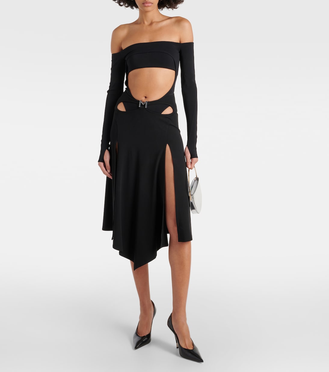 Logo asymmetric midi skirt | Mugler