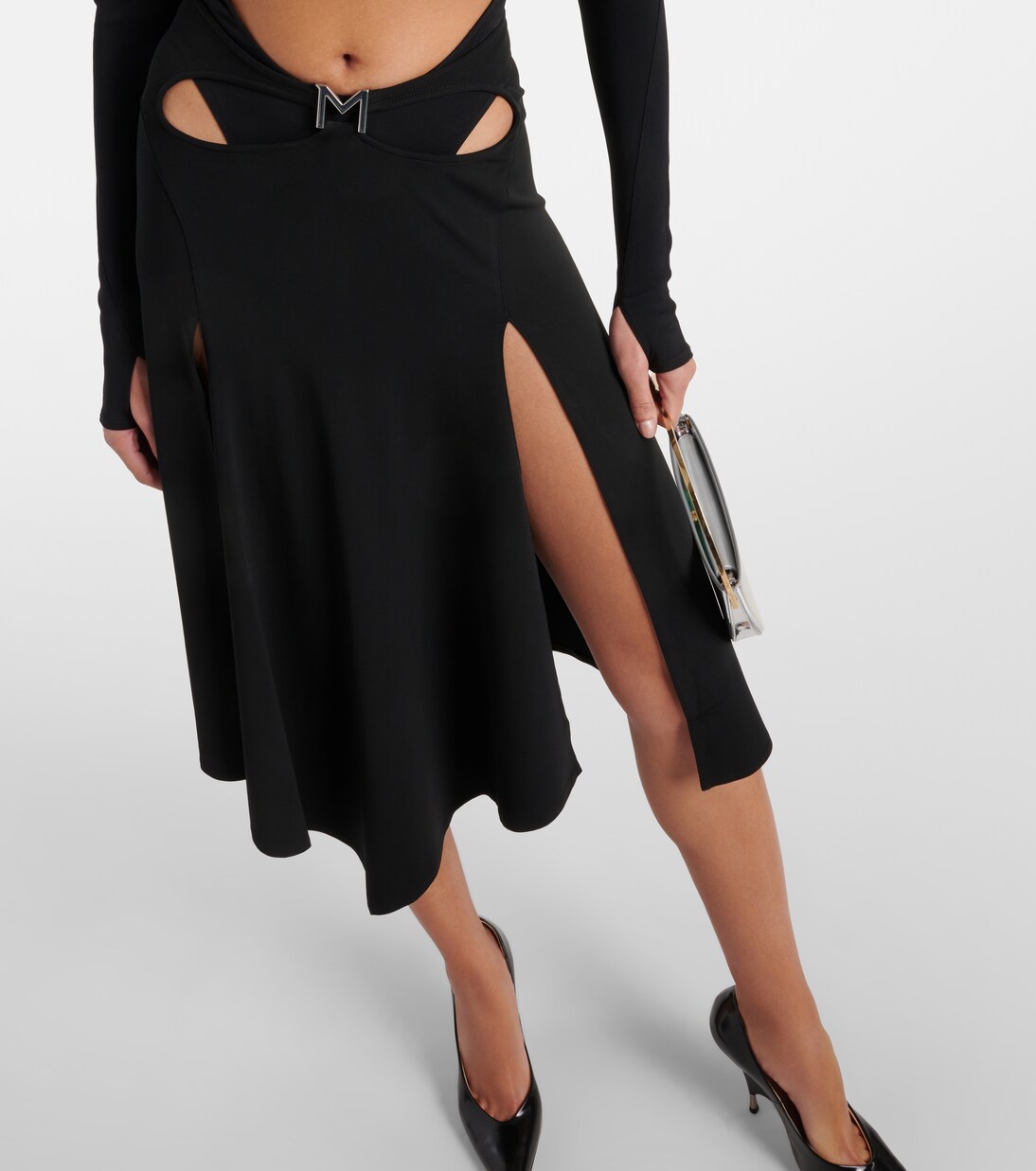 Logo asymmetric midi skirt | Mugler