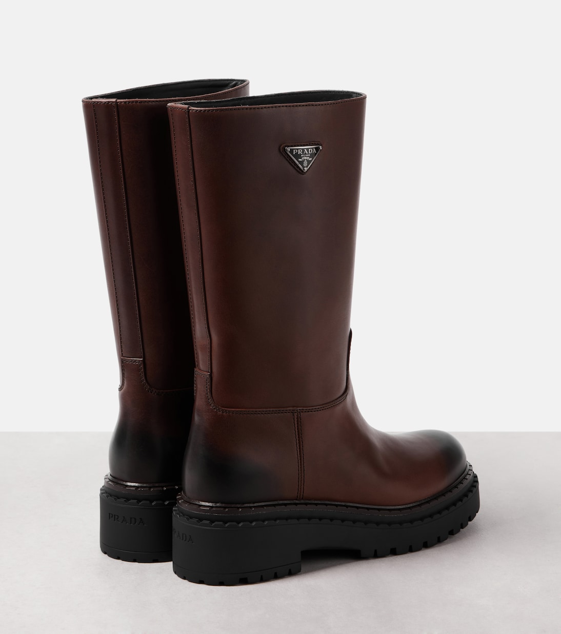 Logo leather boots | Prada