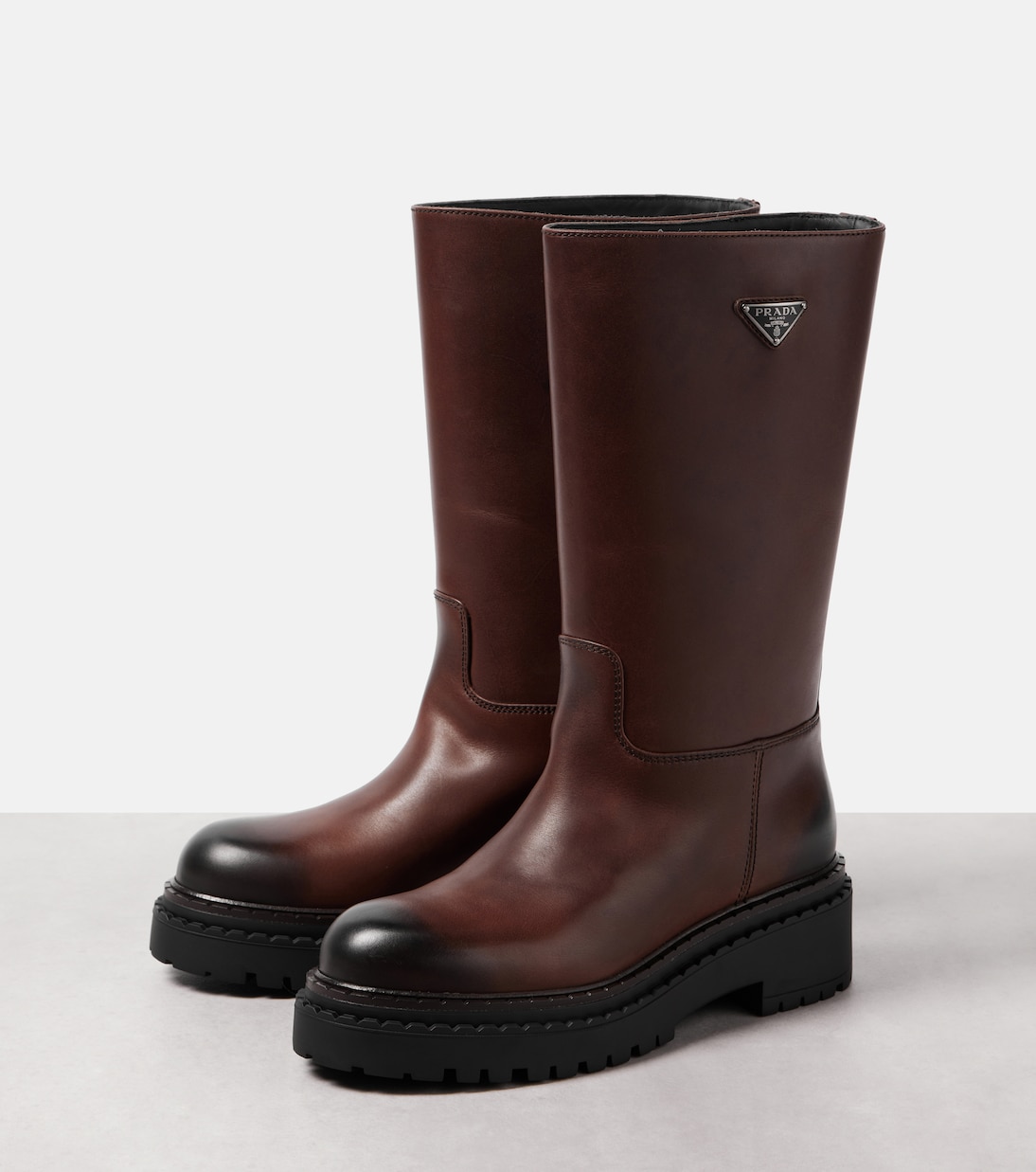 Logo leather boots | Prada