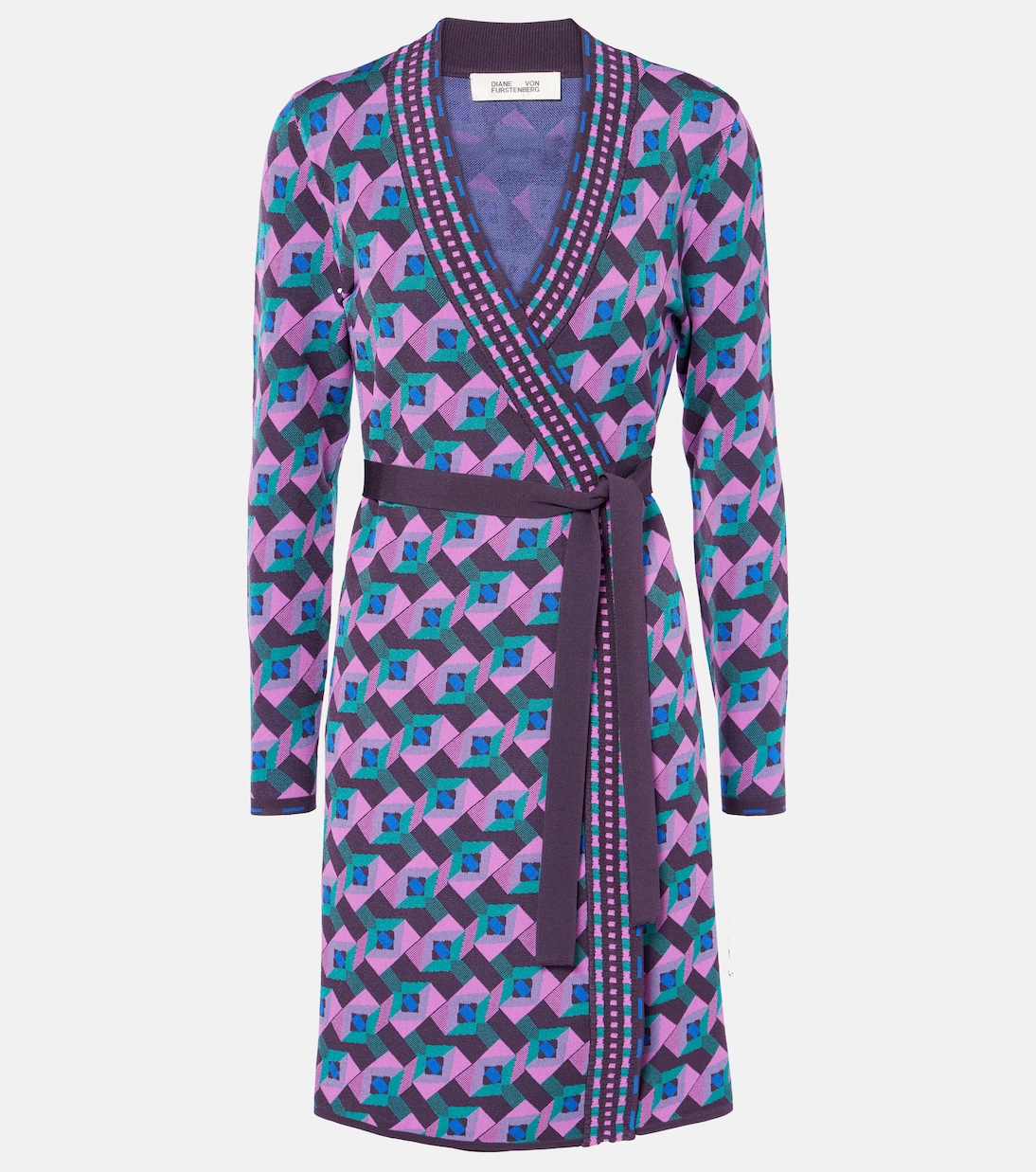 Edwina knitted jacquard wrap dress | Diane von Furstenberg