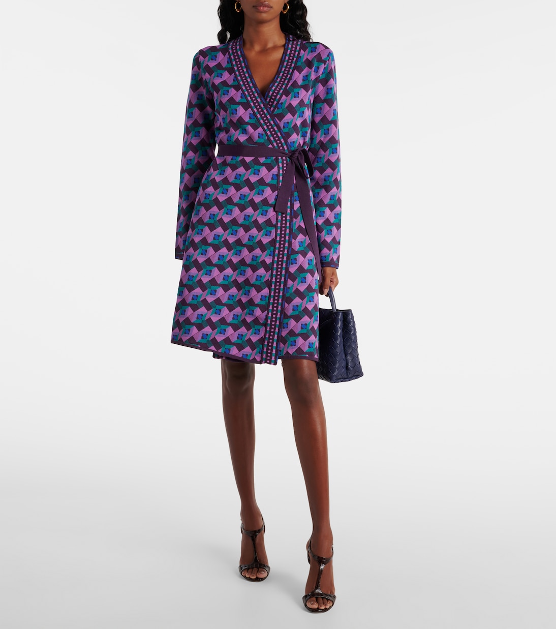 Edwina knitted jacquard wrap dress | Diane von Furstenberg