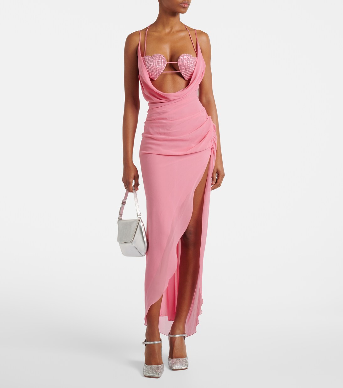 Verzierte Pumps Charlotte 95 aus Metallic-Leder  | Amina Muaddi