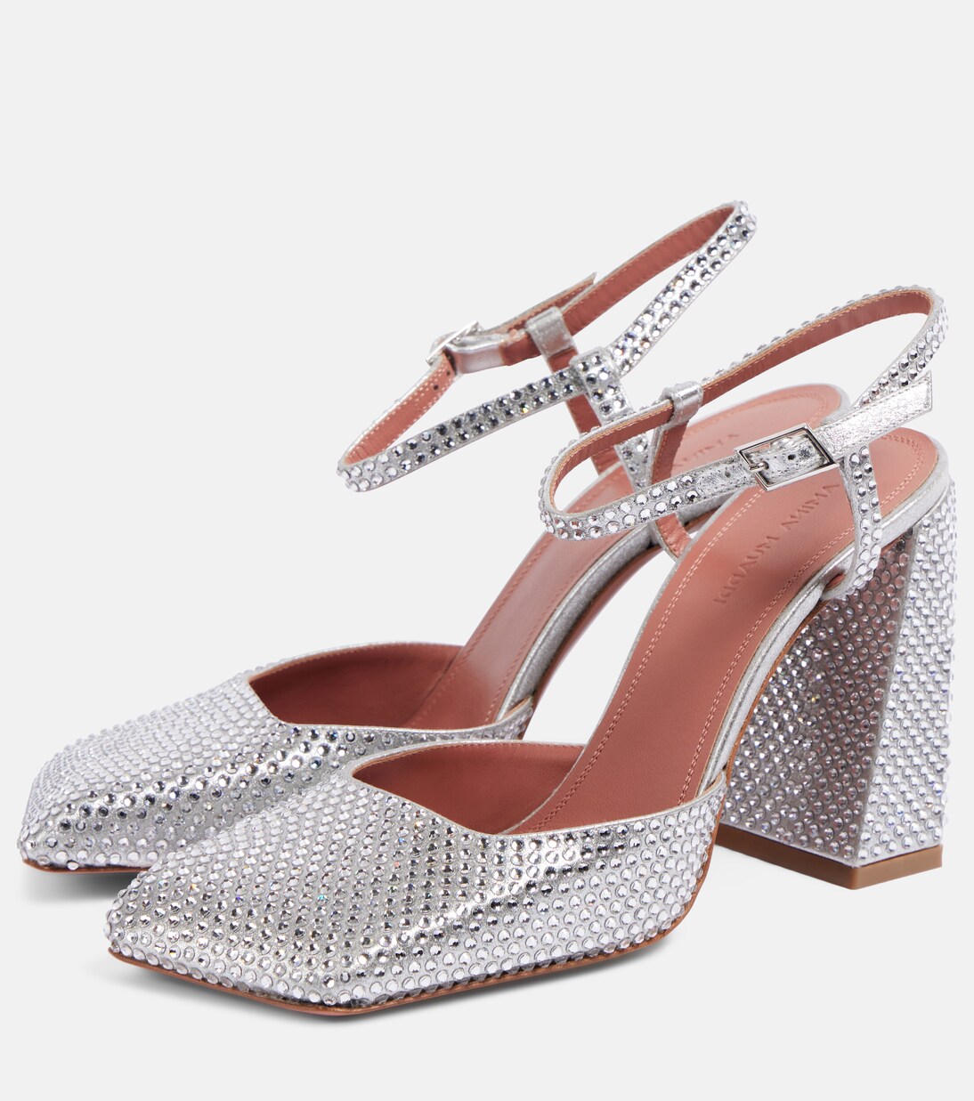 Verzierte Pumps Charlotte 95 aus Metallic-Leder  | Amina Muaddi