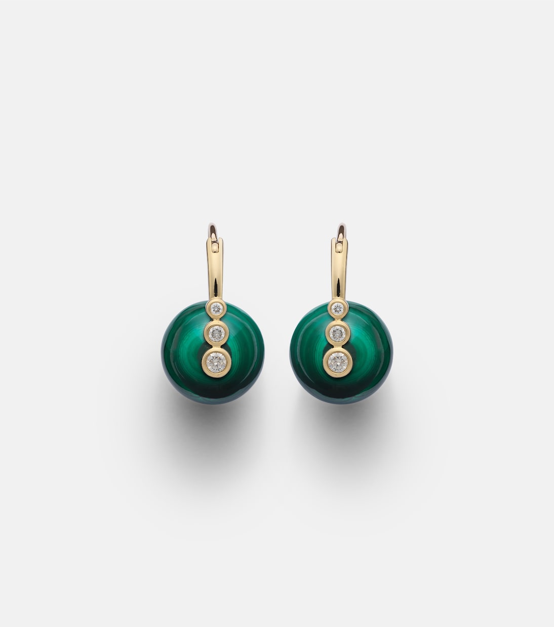 14kt gold earrings with diamonds and malachites | Sydney Evan