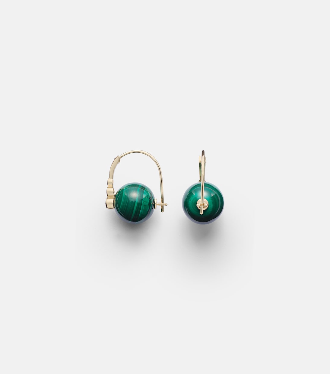 14kt gold earrings with diamonds and malachites | Sydney Evan