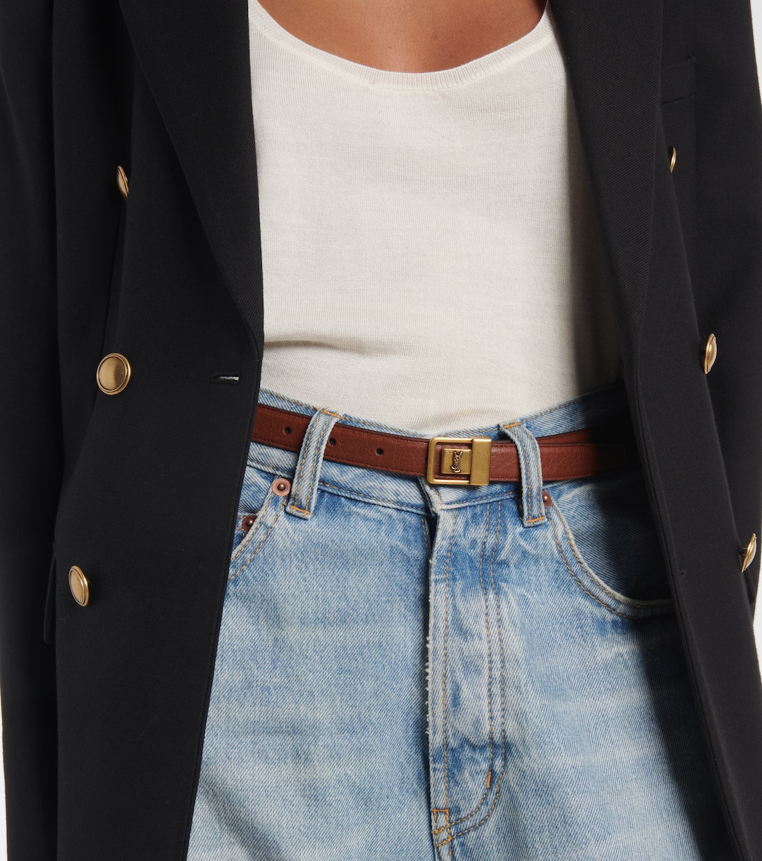 Ceinture La 66 en cuir | Saint Laurent