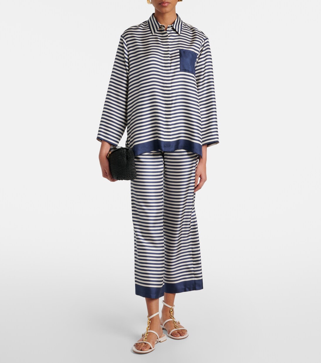 Pantalon ample Nine rayé en soie | 'S Max Mara