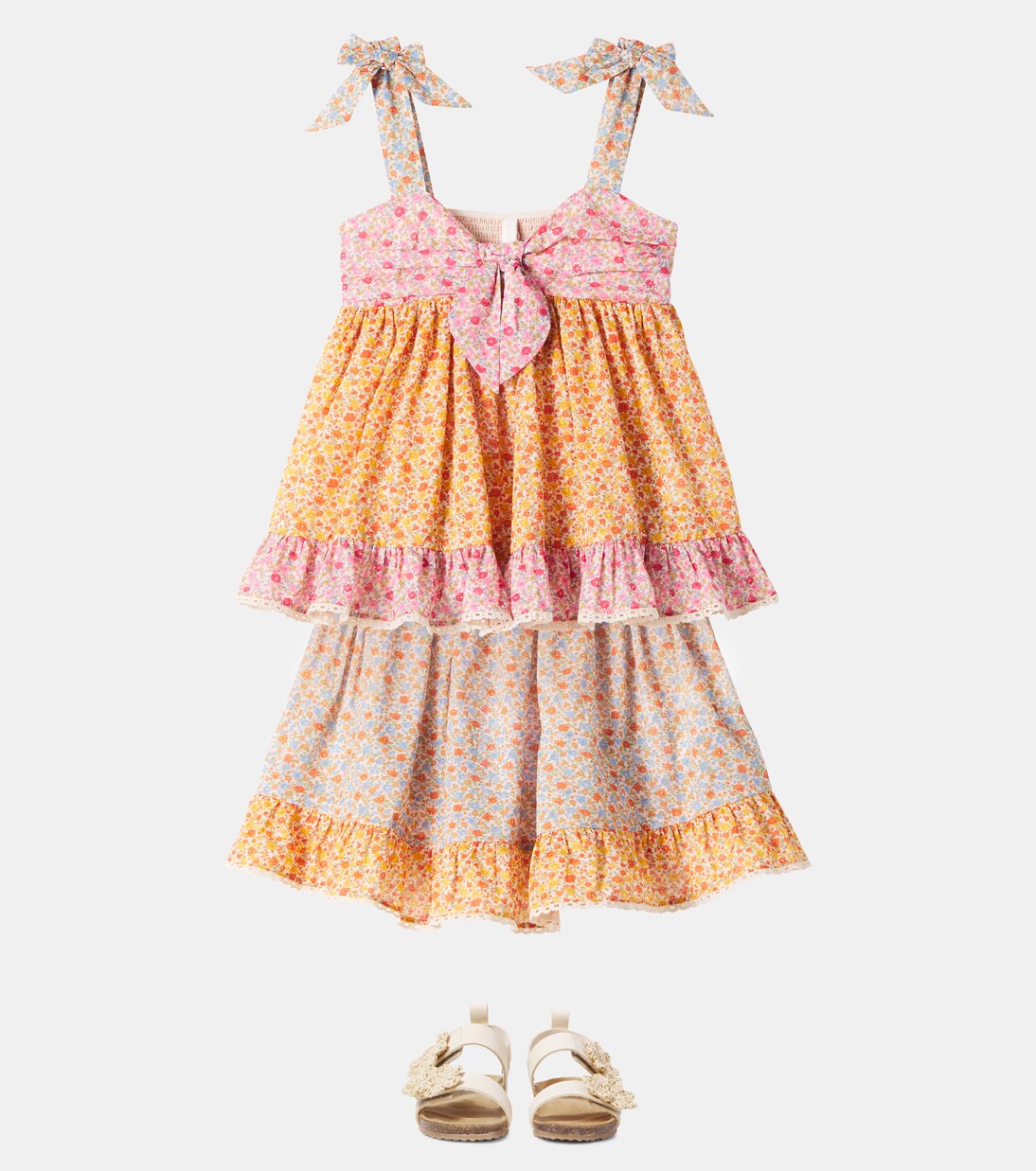 Falda Lucky de algodón floral con encaje | Zimmermann Kids