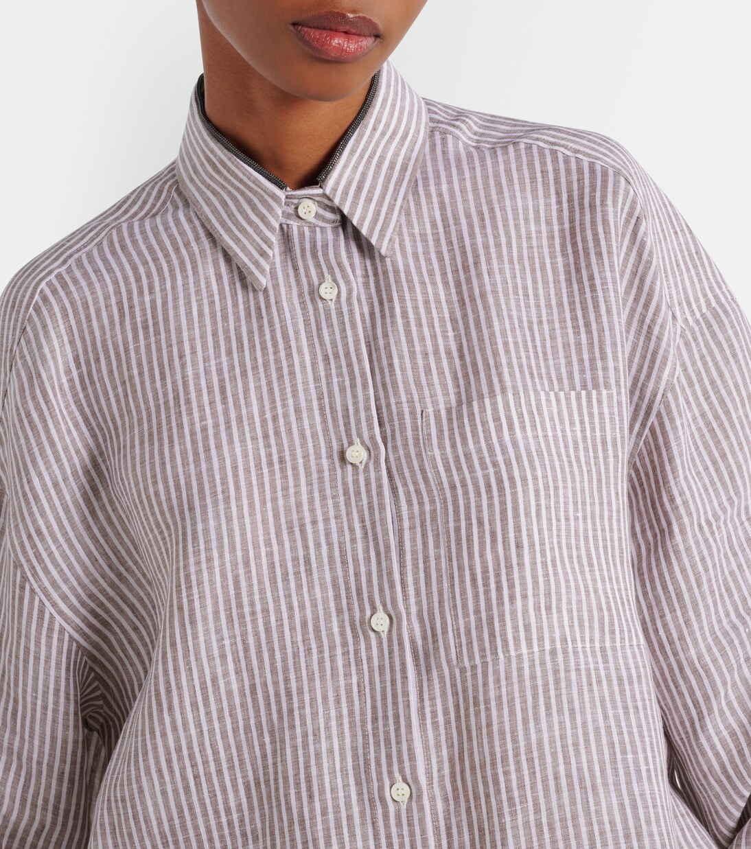Monili striped linen shirt | Brunello Cucinelli