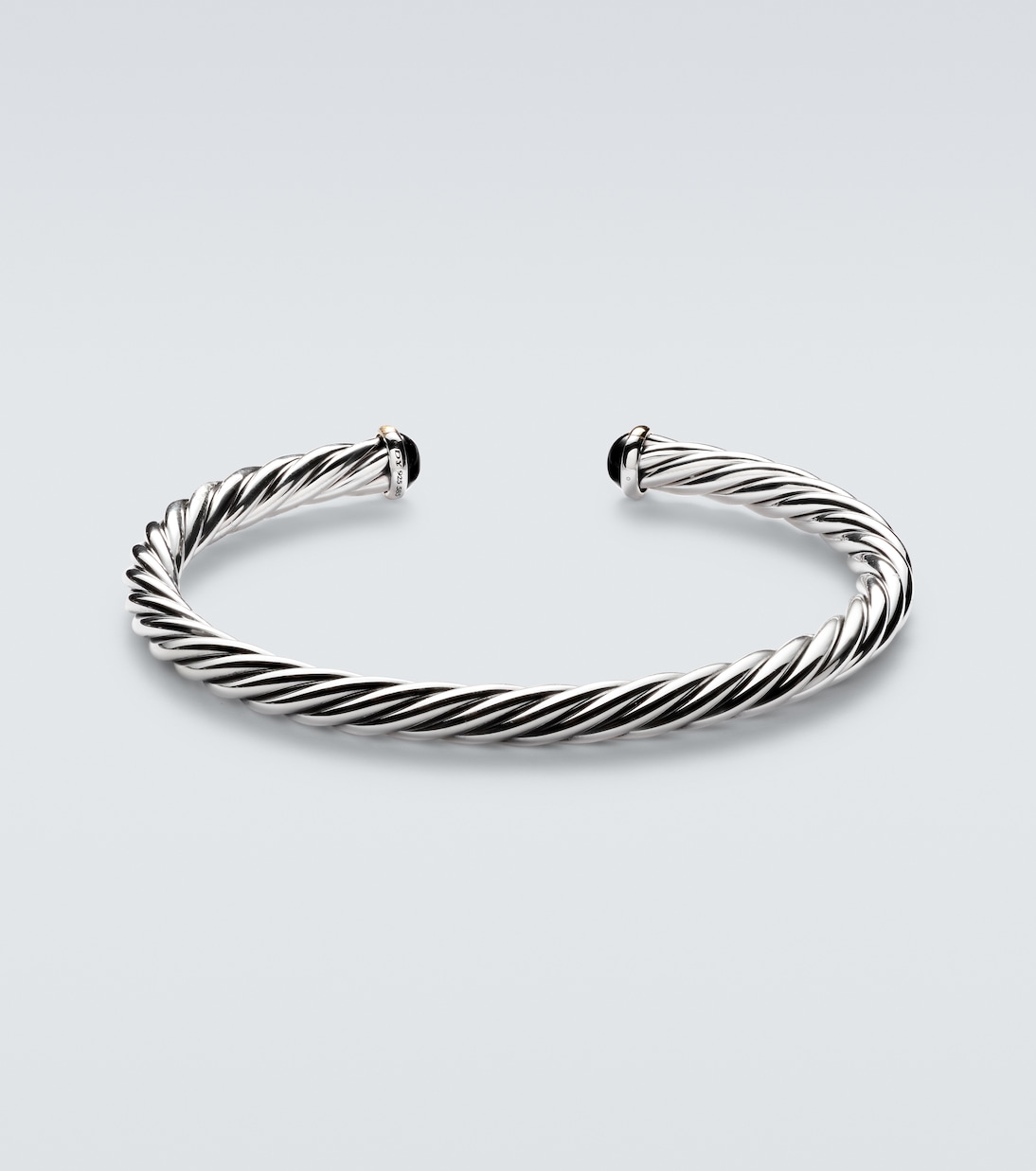 Cable 14kt gold (585/1000) and 925 sterling silver cuff bracelet with onyx | David Yurman