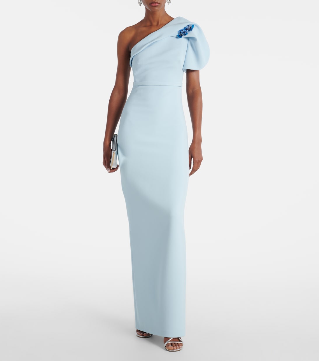 One-shoulder belted crêpe gown | Safiyaa