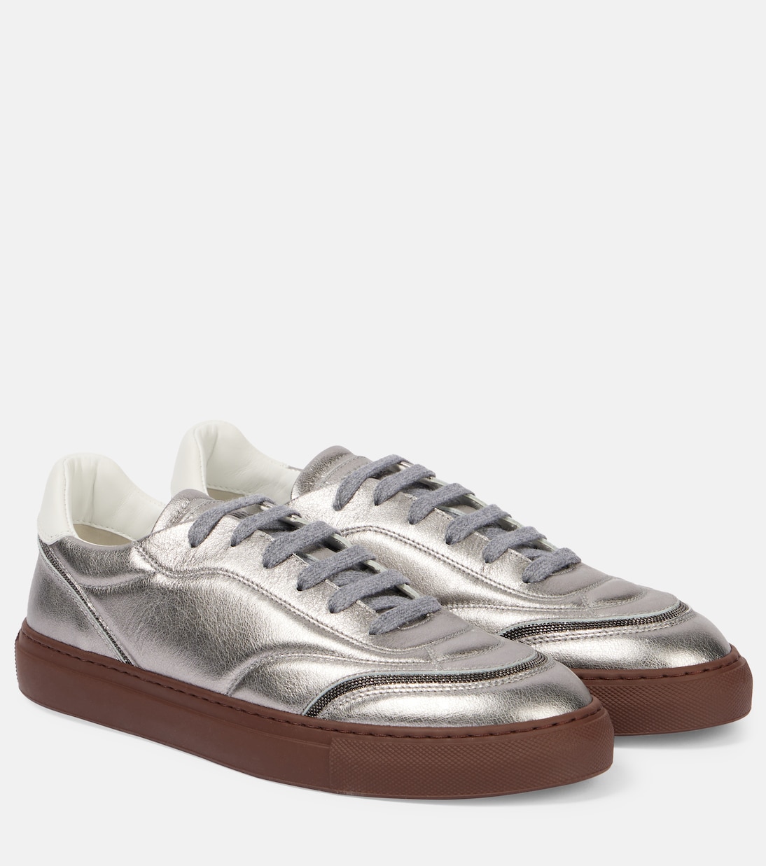 Metallic leather sneakers | Brunello Cucinelli