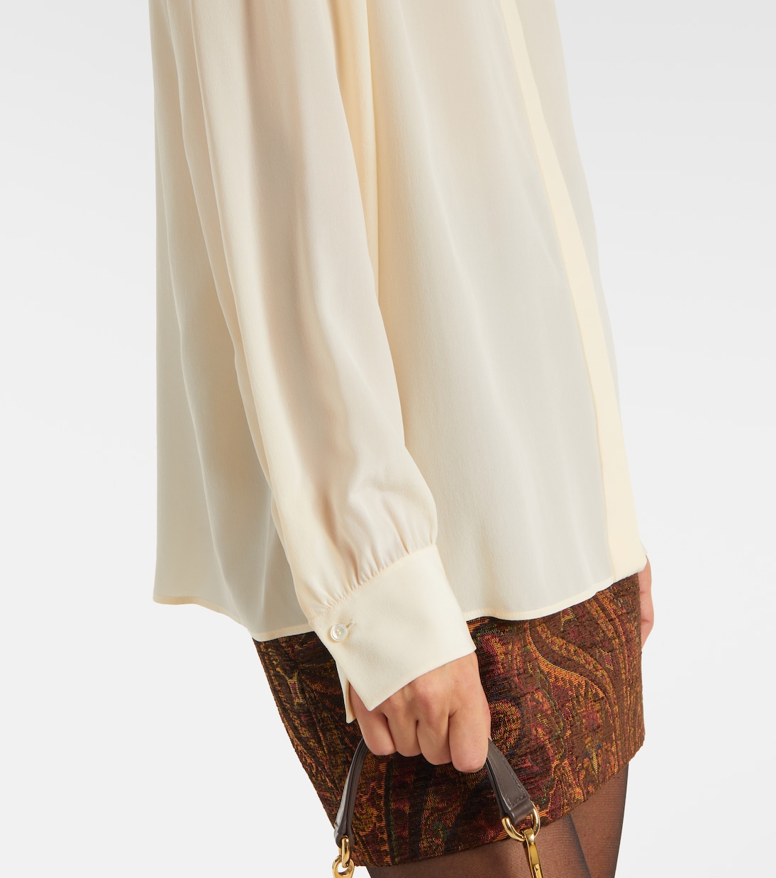 Lace-trimmed silk crêpe de chine blouse | Chloé