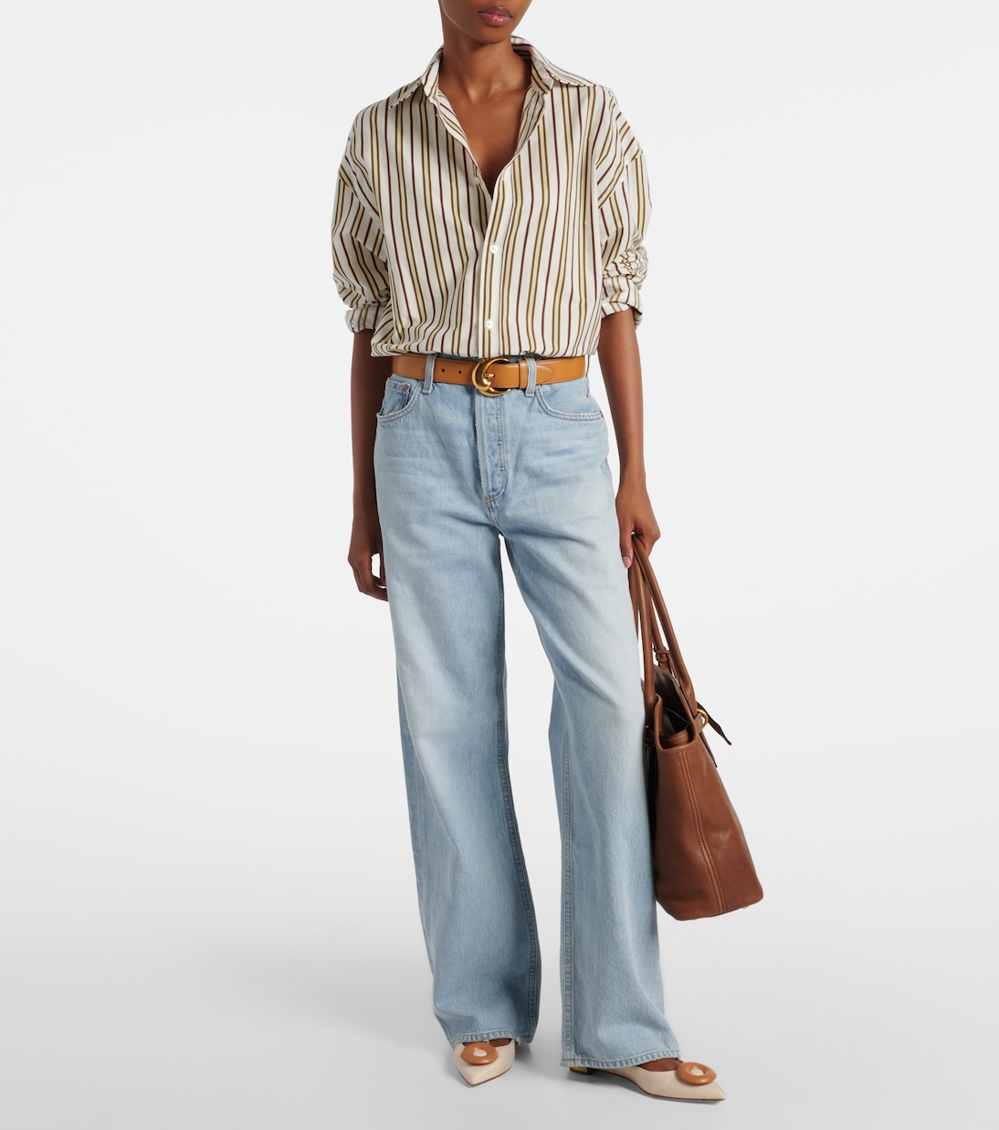 Hoop leather-trimmed ballet flats | Aquazzura