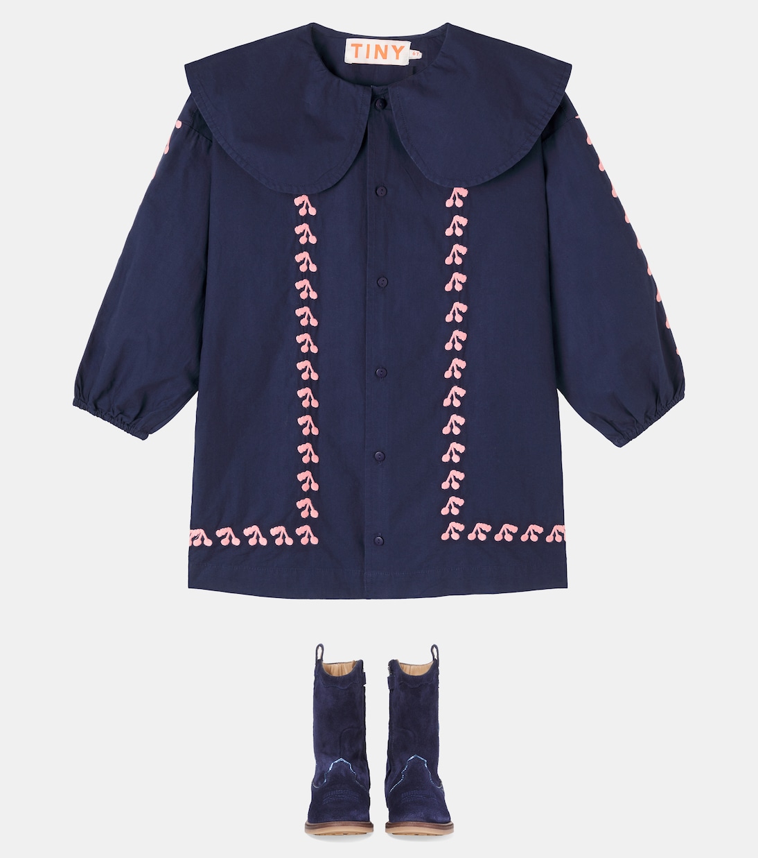 Abito Cherry in cotone con ricamo | Tinycottons