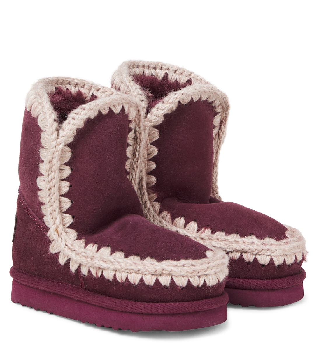 Embroidered shearling-lined suede boots | Mou Kids