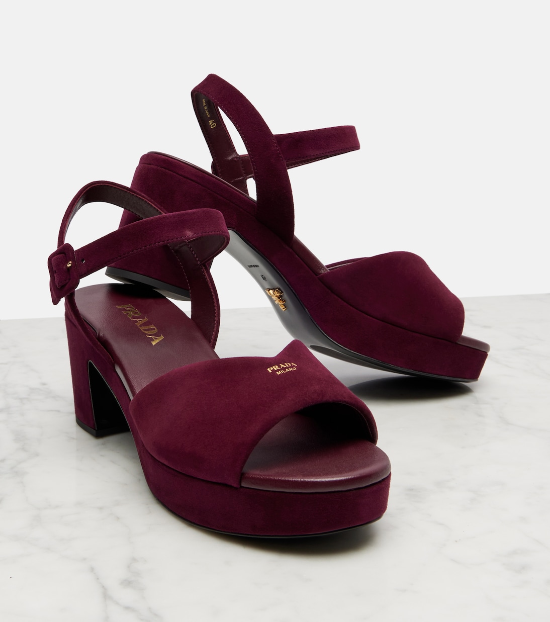 Suede platform sandals | Prada
