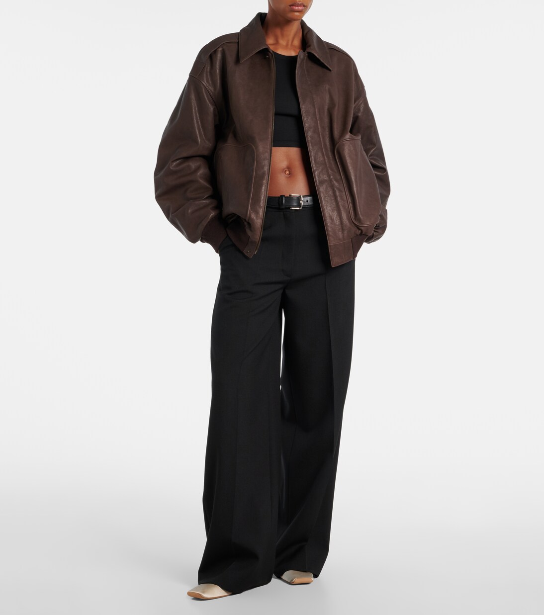 Pamela ribbed-knit cotton-blend crop top | Calvin Klein Collection