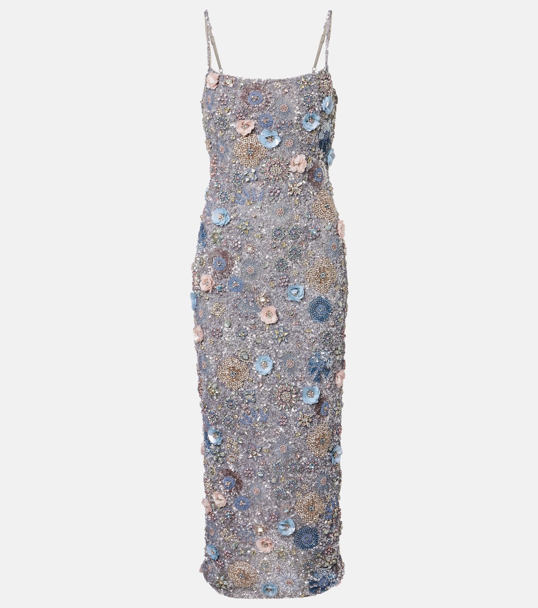 Embellished floral-appliqué midi dress | Rachel Gilbert