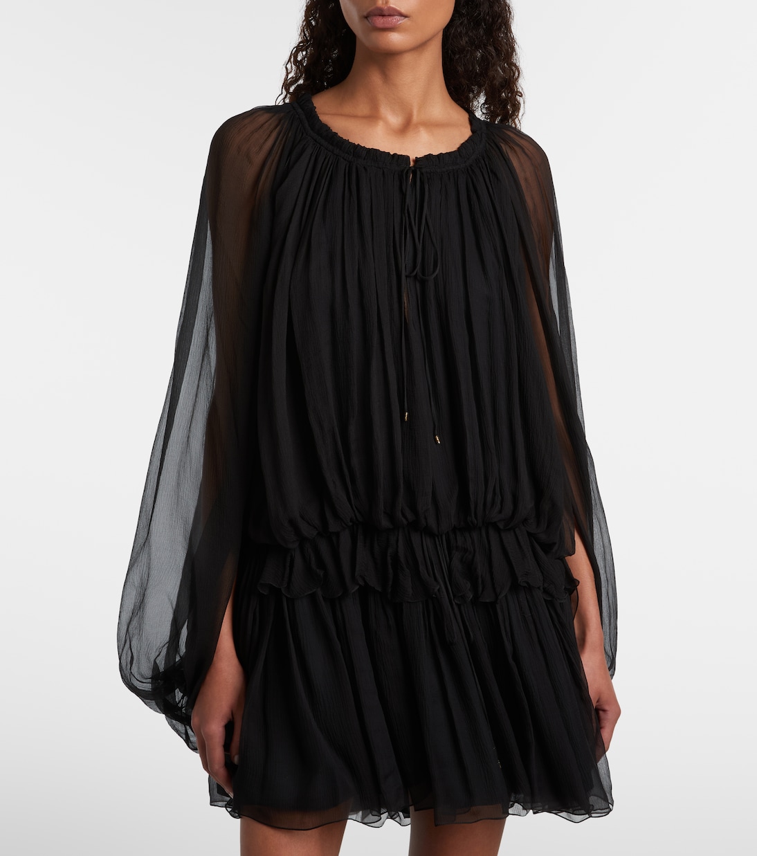 Ruffled draped silk minidress | Chloé