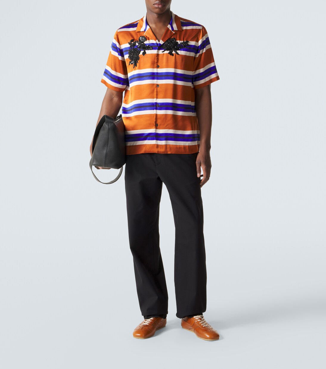 Embellished striped satin shirt | Dries Van Noten
