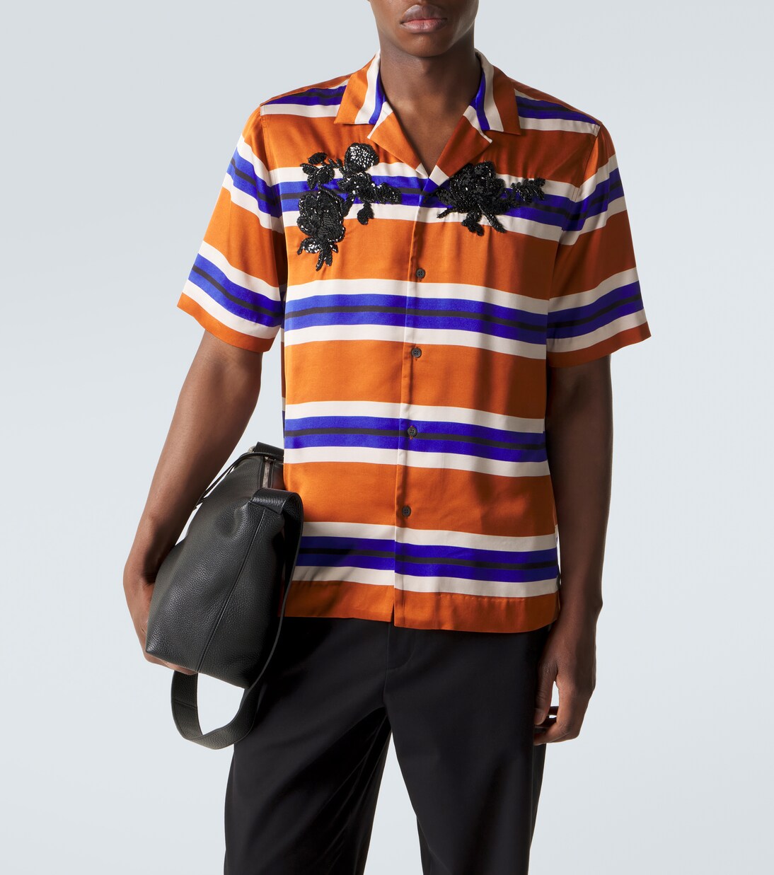 Embellished striped satin shirt | Dries Van Noten