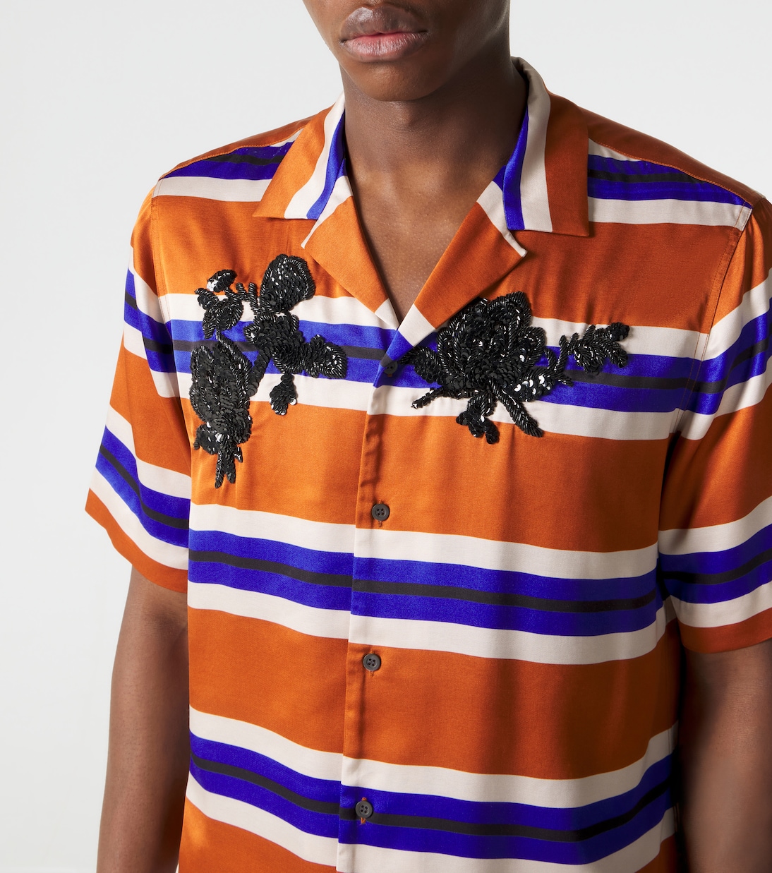 Embellished striped satin shirt | Dries Van Noten