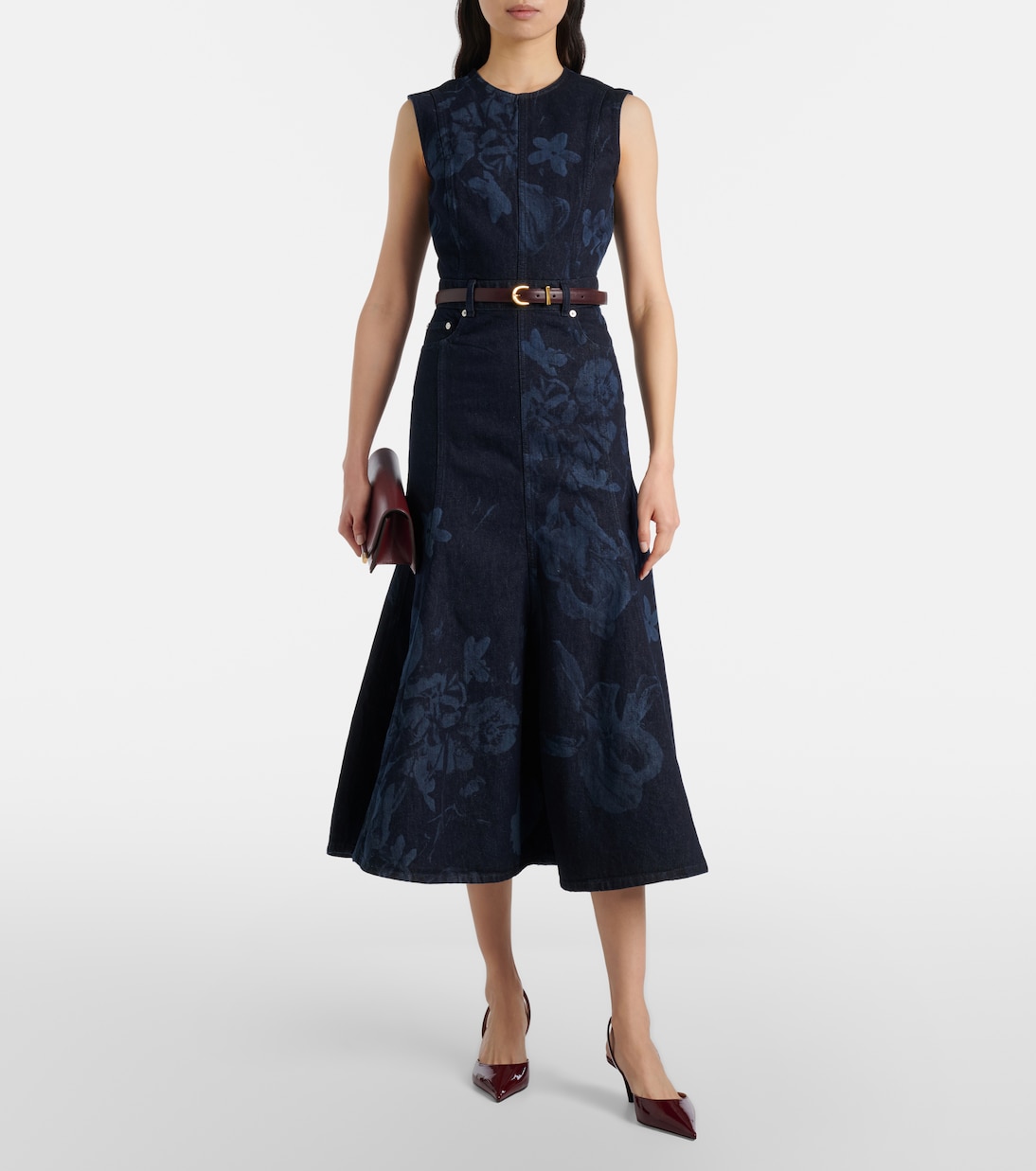 Robe midi en jean à fleurs | Erdem