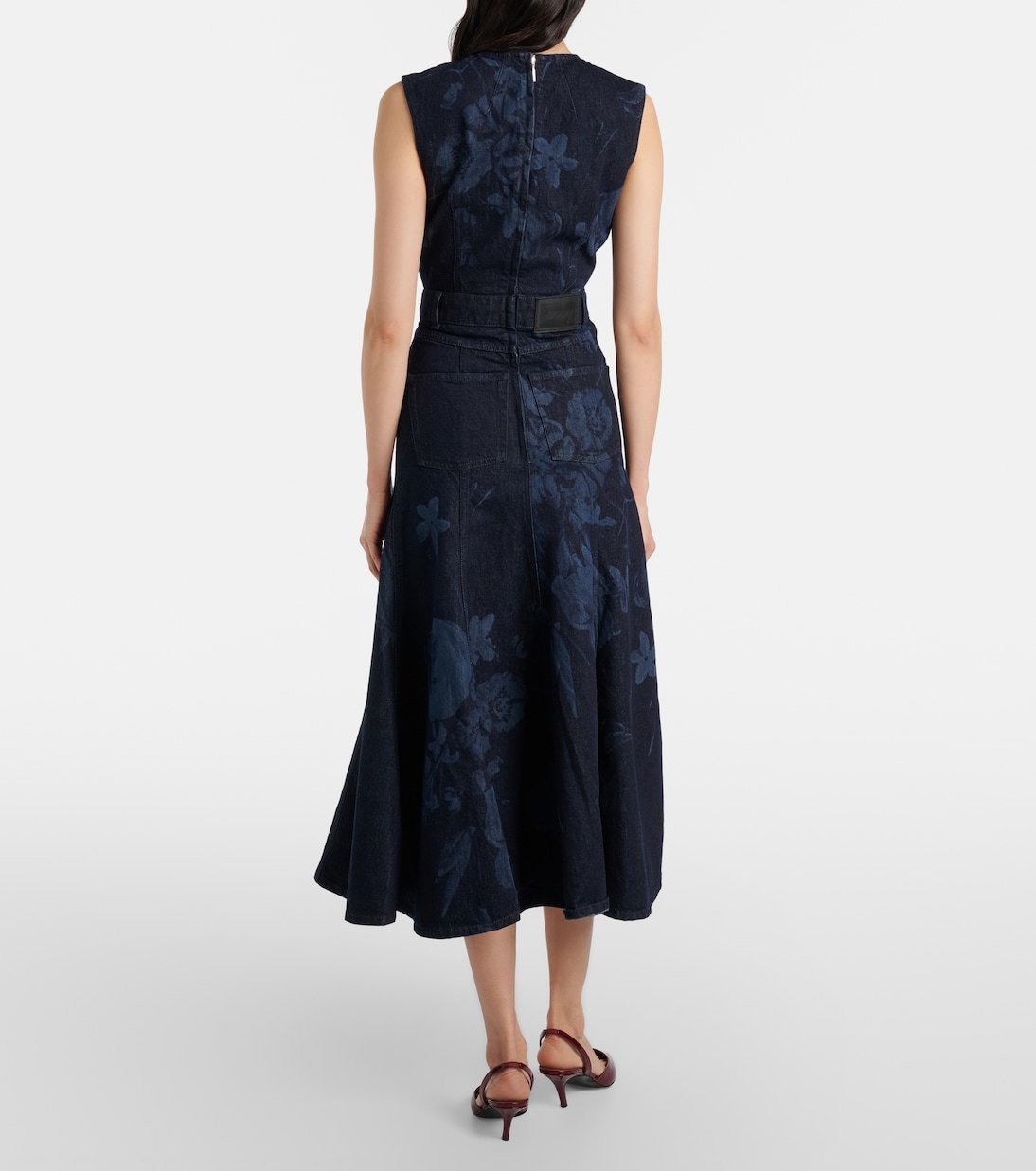 Robe midi en jean à fleurs | Erdem