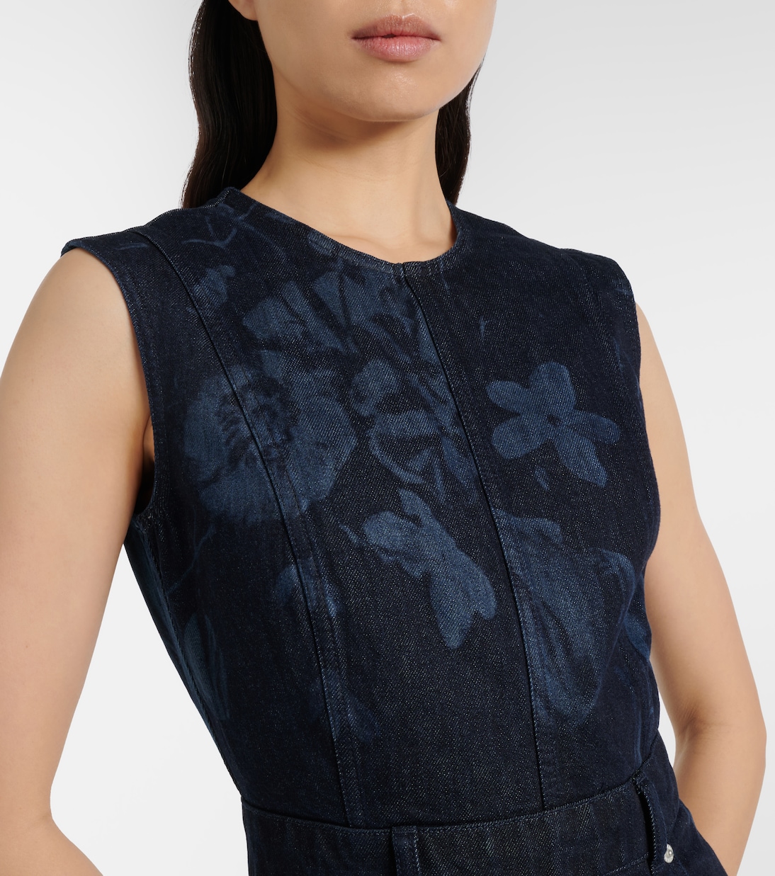 Robe midi en jean à fleurs | Erdem