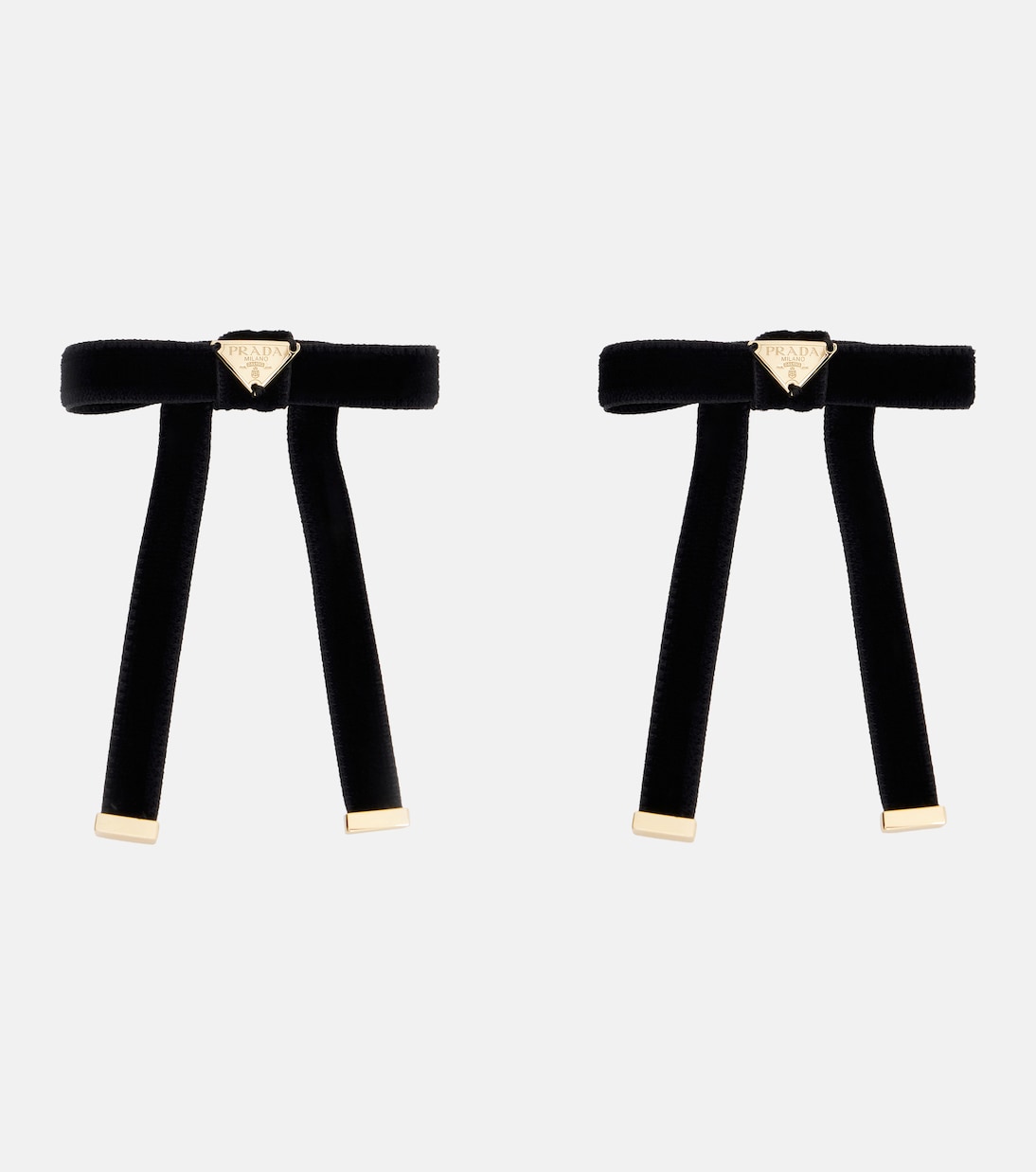 Set of 2 bow-detail velvet barrettes | Prada