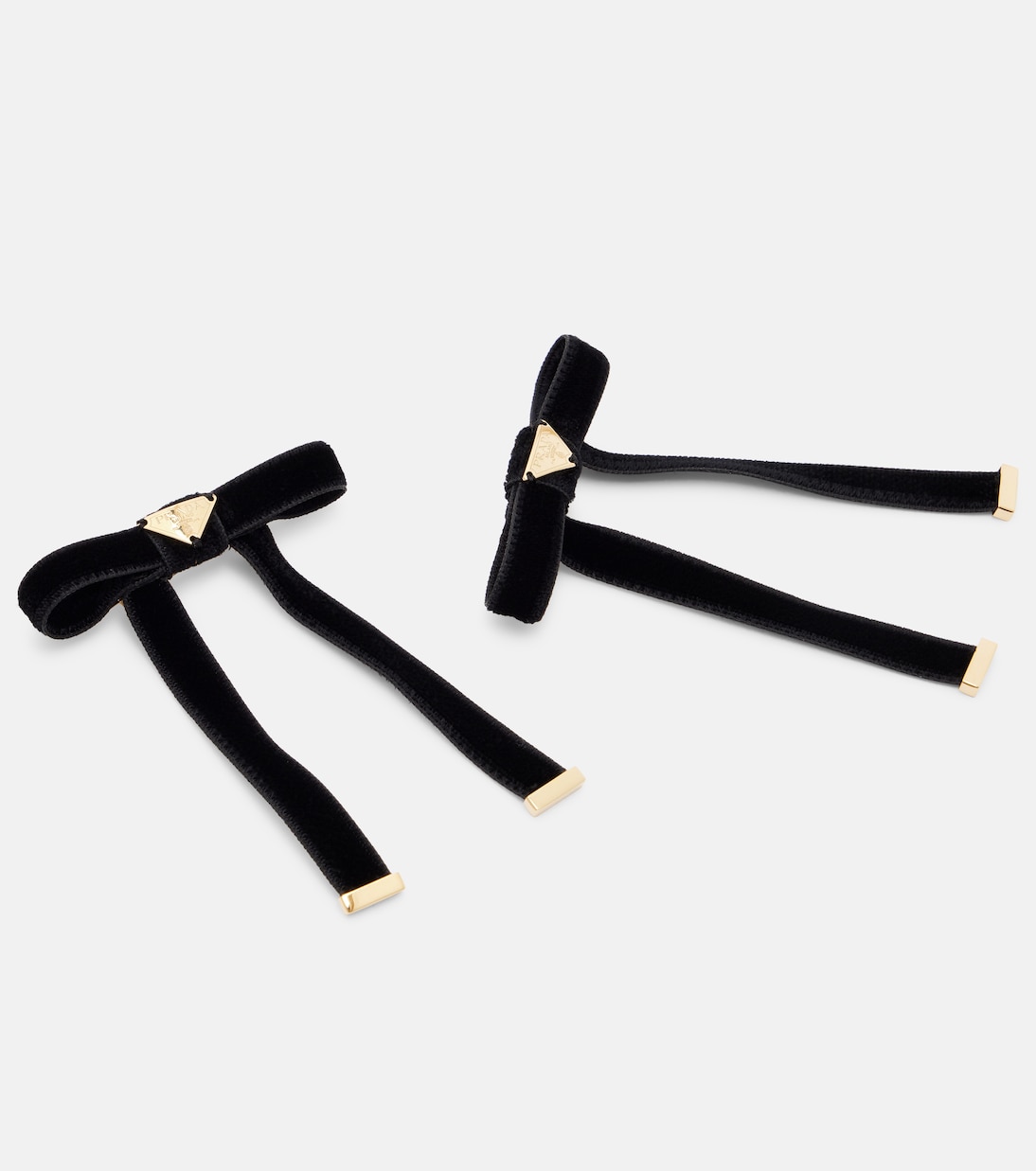 Set of 2 bow-detail velvet barrettes | Prada