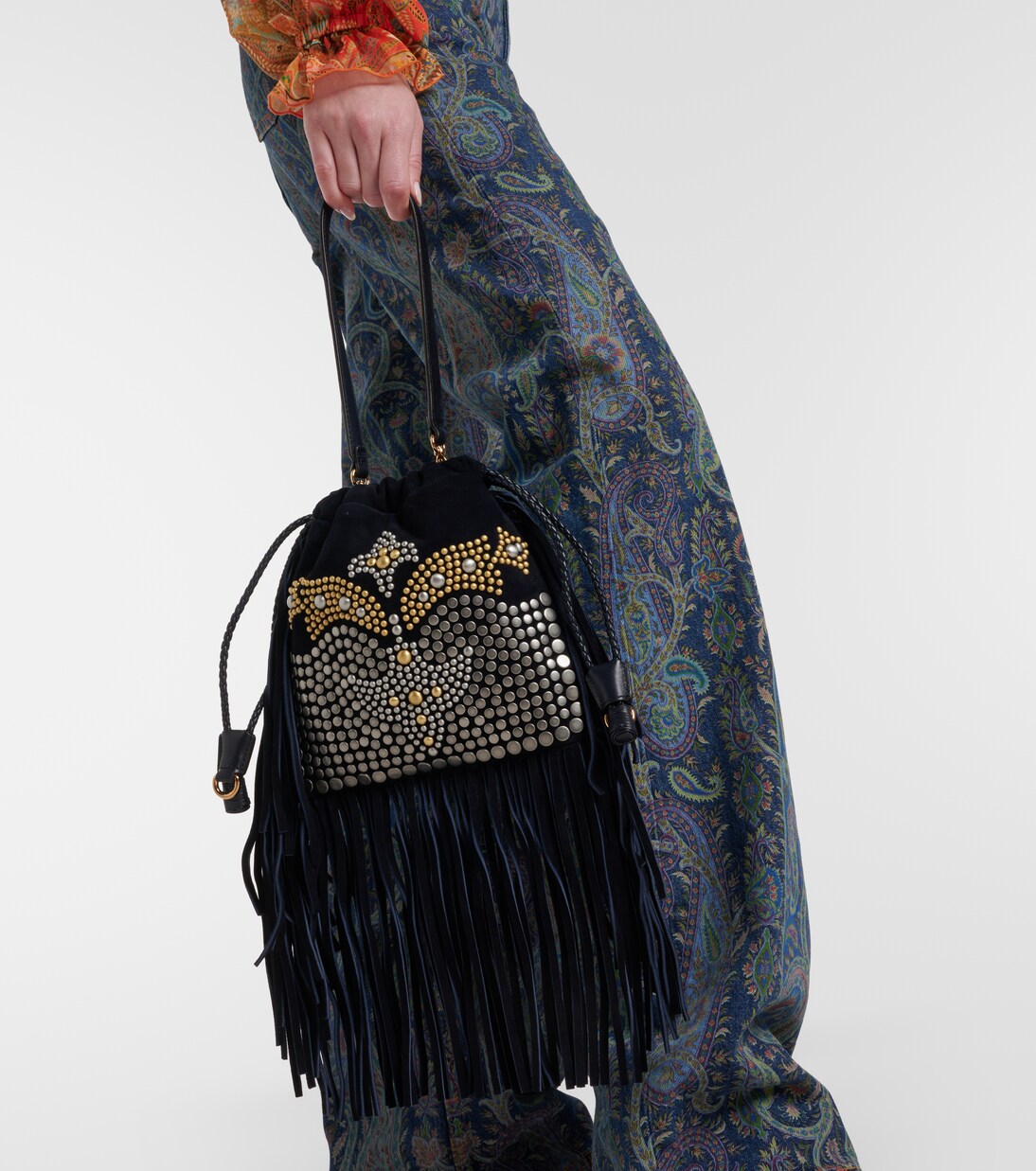 Kalispera 스몰 스터드 스웨이드 숄더 백 | Etro