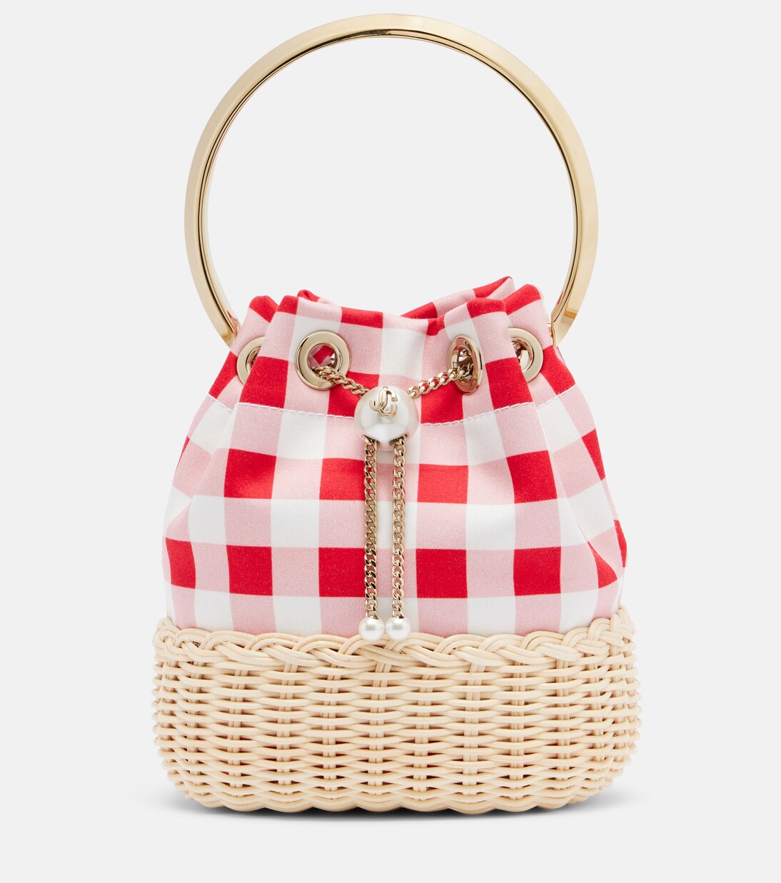 Bon Bon Small gingham bucket bag  | Jimmy Choo
