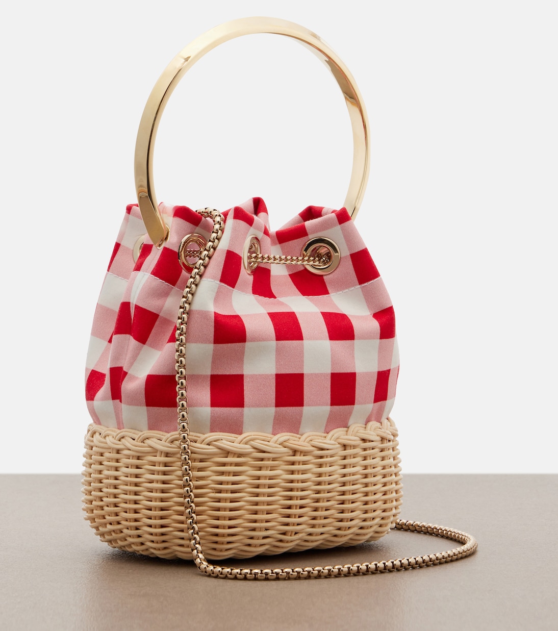 Bon Bon Small gingham bucket bag  | Jimmy Choo