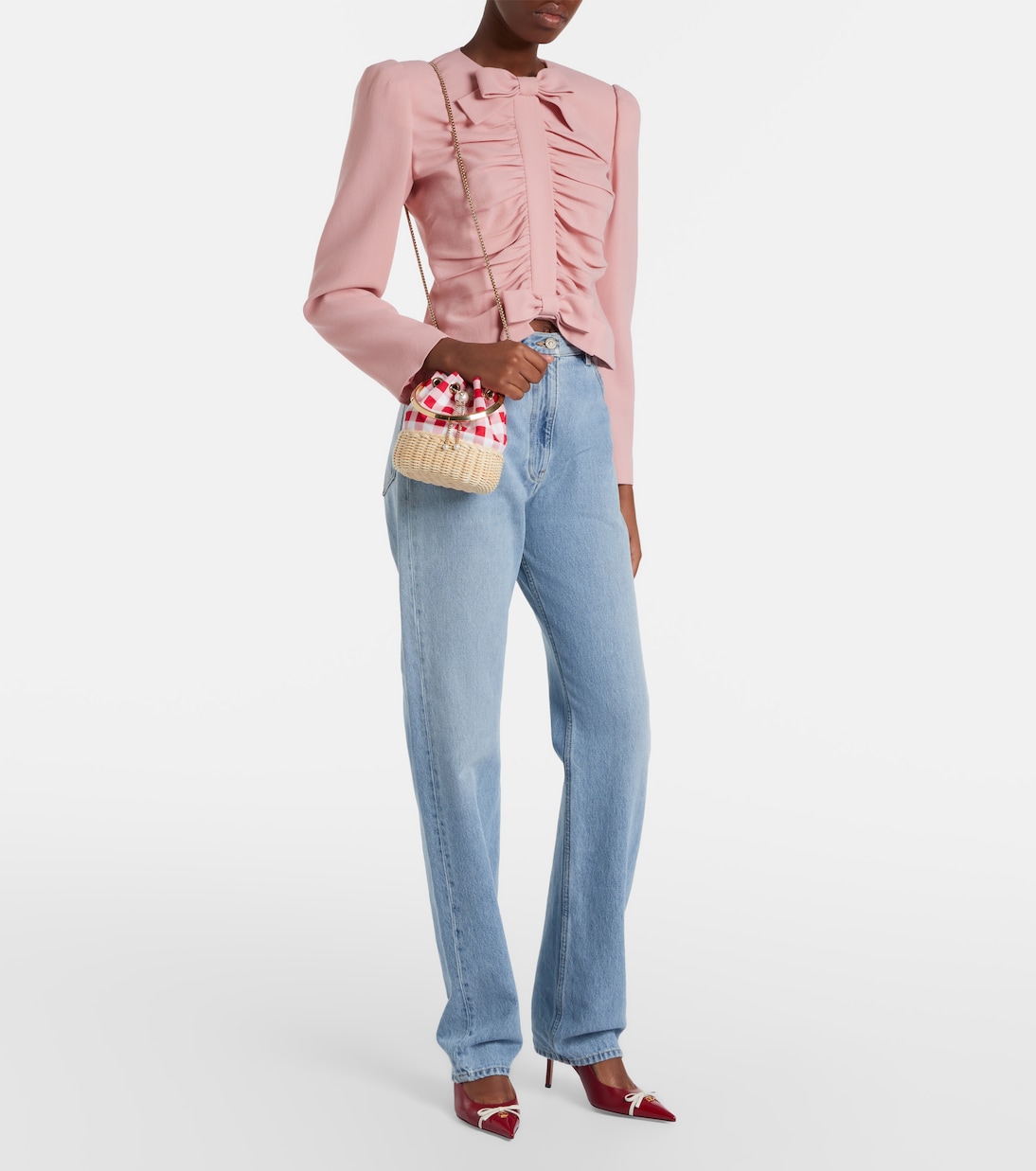 Bon Bon Small gingham bucket bag  | Jimmy Choo