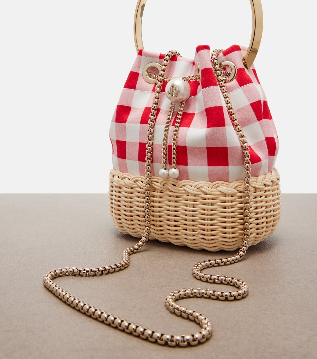 Bon Bon Small gingham bucket bag  | Jimmy Choo