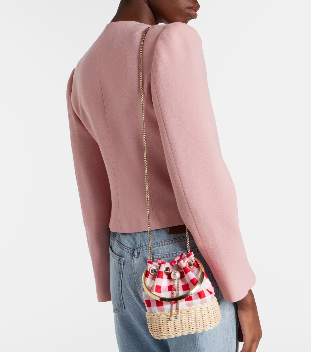 Bon Bon Small gingham bucket bag  | Jimmy Choo