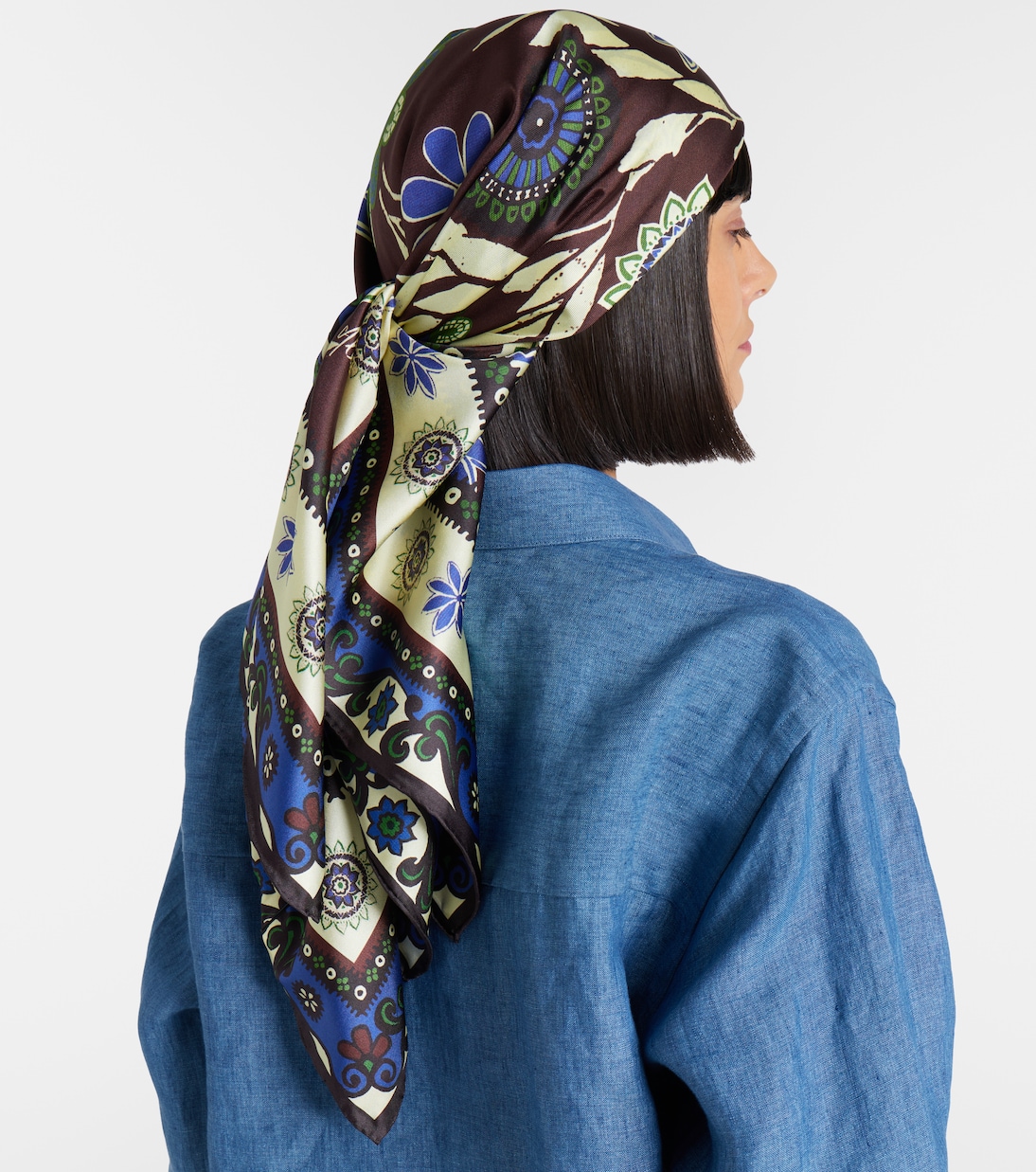 Sciarpa in raso di seta con stampa floreale | Alémais