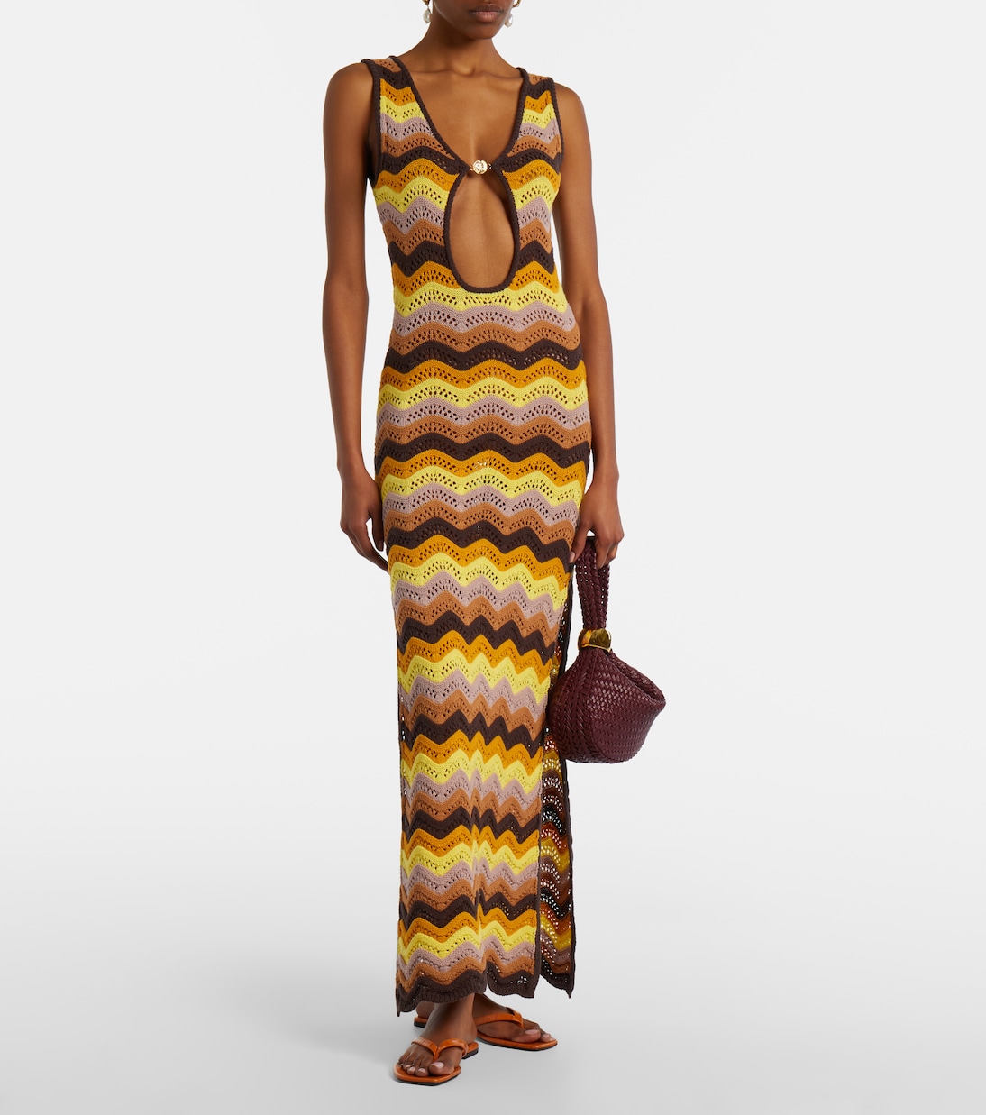 Vestido largo Charli de croché en mezcla de algodón | Bananhot