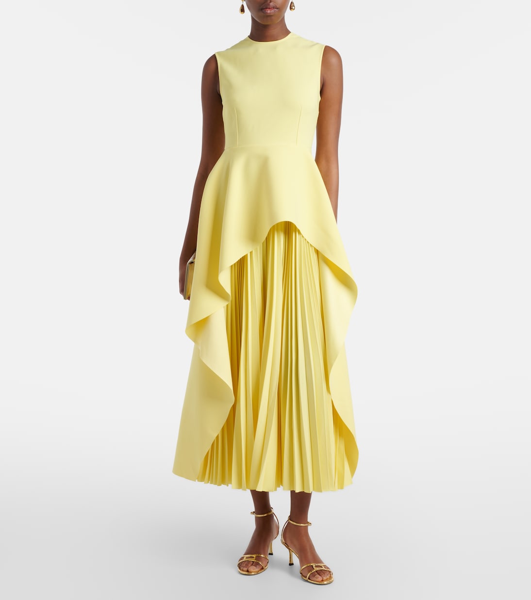 Severny draped pleated midi dress | Solace London
