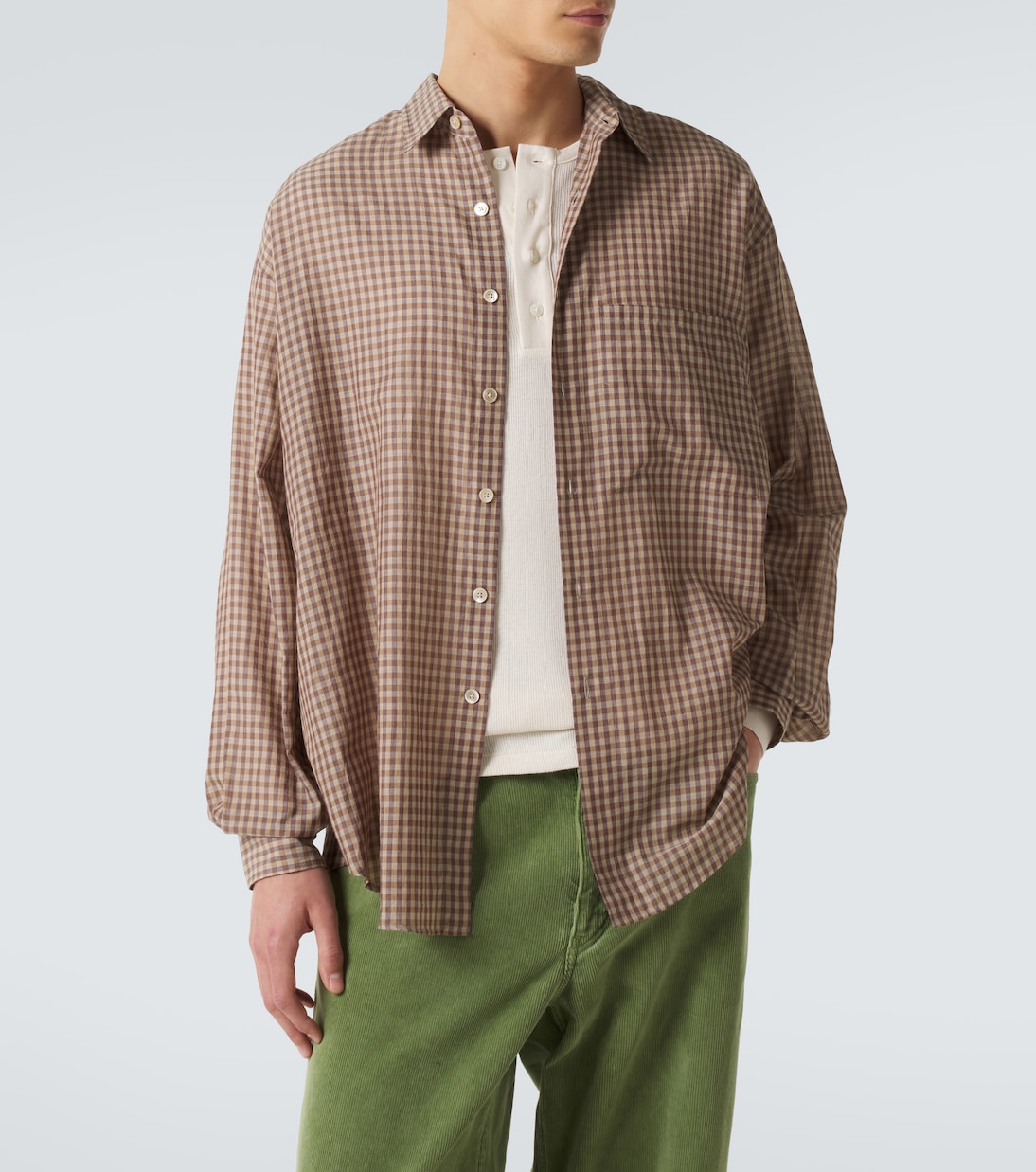Gingham cotton poplin shirt | Auralee