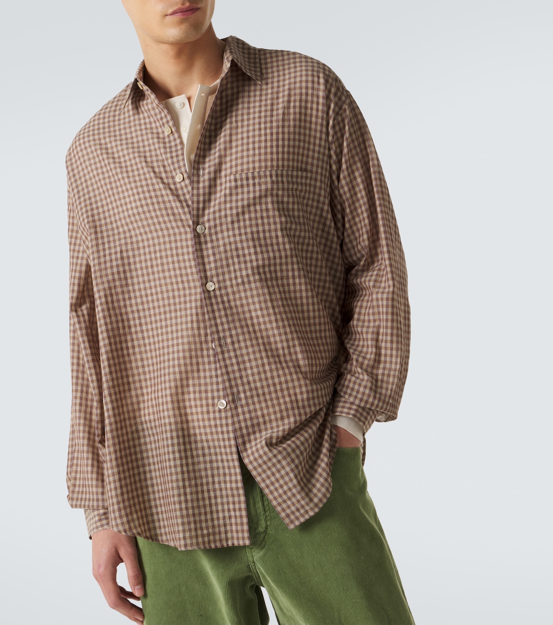 Gingham cotton poplin shirt | Auralee