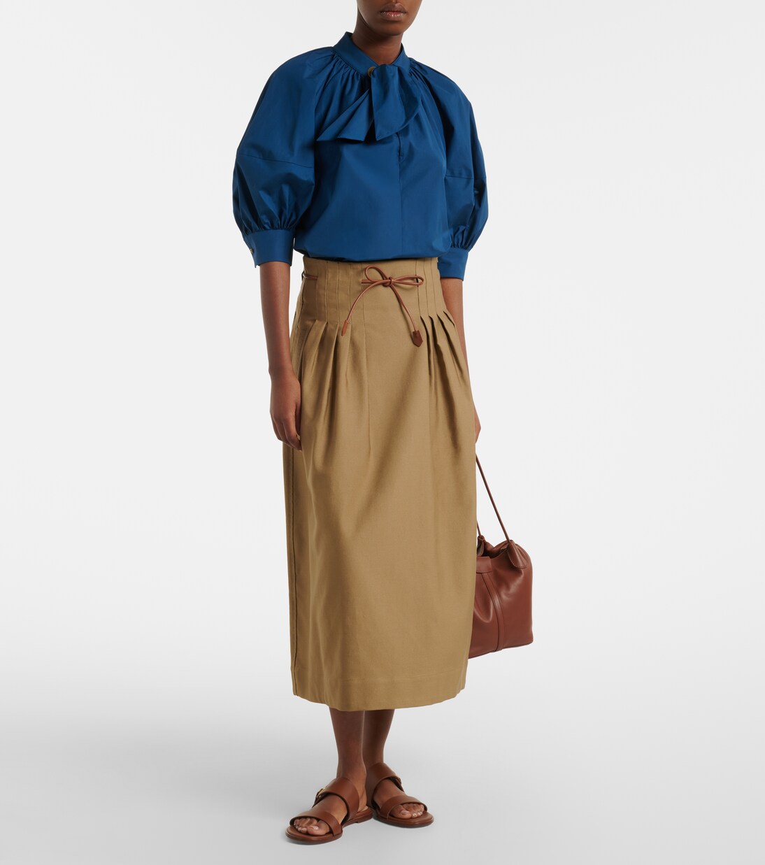 Tie-neck cotton poplin blouse | Max Mara